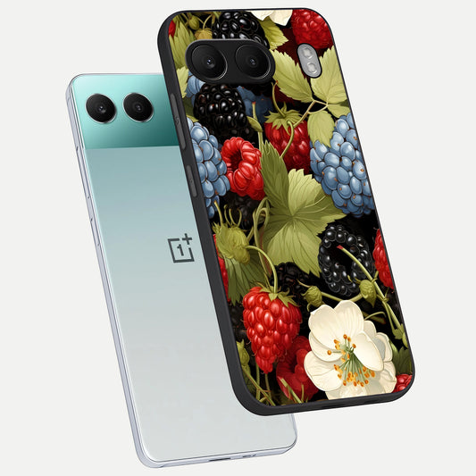 Berry Bloom Charm phone case For Oneplus Nord 4 showing premium glass back cover with detailed artwork