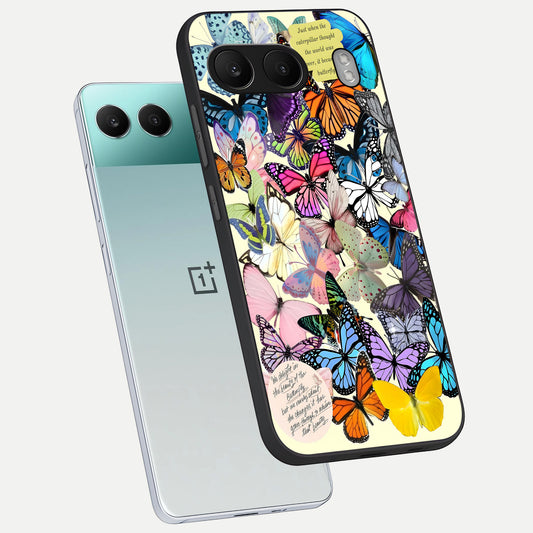 Butterflies Petal Dream phone case For Oneplus Nord 4 showing premium glass back cover with detailed artwork