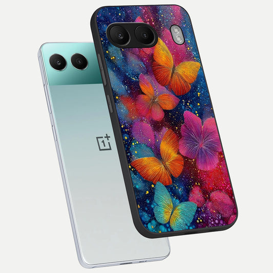 Butterfly Dream Mist phone case For Oneplus Nord 4 showing premium glass back cover with detailed artwork