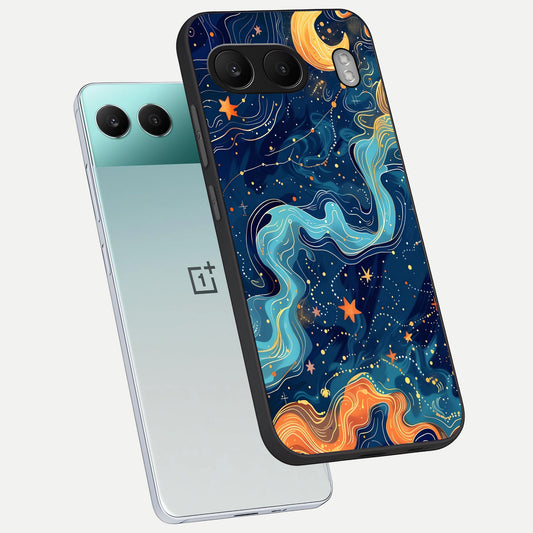 Celestial Dream Flow phone case For Oneplus Nord 4 showing premium glass back cover with detailed artwork