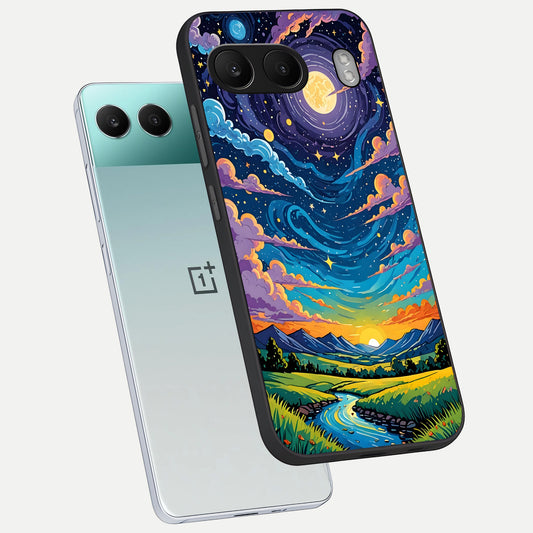 Dreamy Night Landscape phone case For Oneplus Nord 4 showing premium glass back cover with detailed artwork