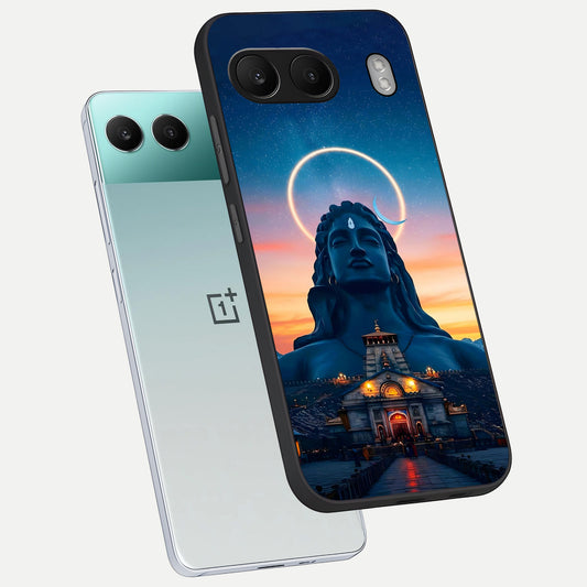 Eternal Shiva Aura phone case For Oneplus Nord 4 showing premium glass back cover with detailed artwork