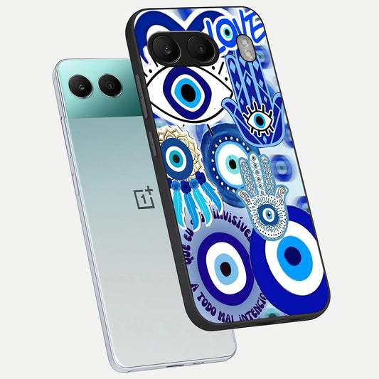 Evil Eyes Dream phone case For Oneplus Nord 4 showing premium glass back cover with detailed artwork