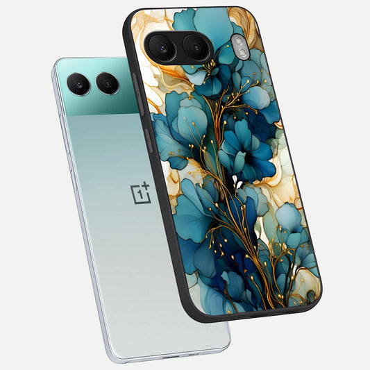 Golden Bloom Symphony phone case For Oneplus Nord 4 showing premium glass back cover with detailed artwork
