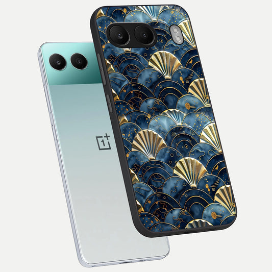 Golden Wave Luxe phone case For Oneplus Nord 4 showing premium glass back cover with detailed artwork