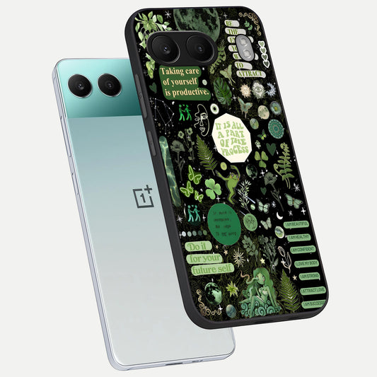 Green Mandala Pattern phone case For Oneplus Nord 4 showing premium glass back cover with detailed artwork