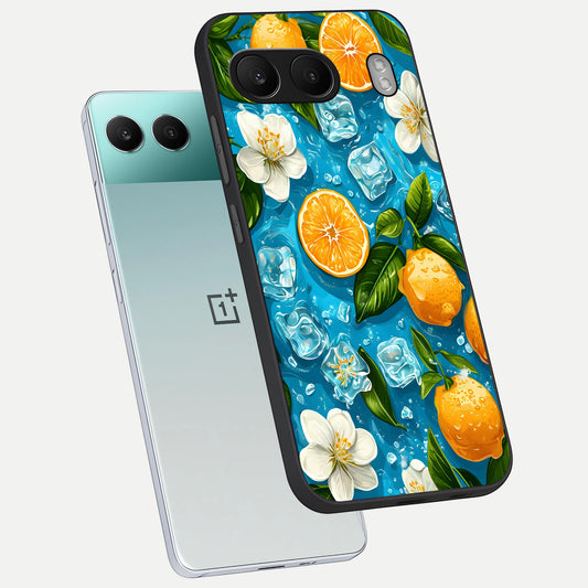 Ice Cube With Orange phone case For Oneplus Nord 4 showing premium glass back cover with detailed artwork