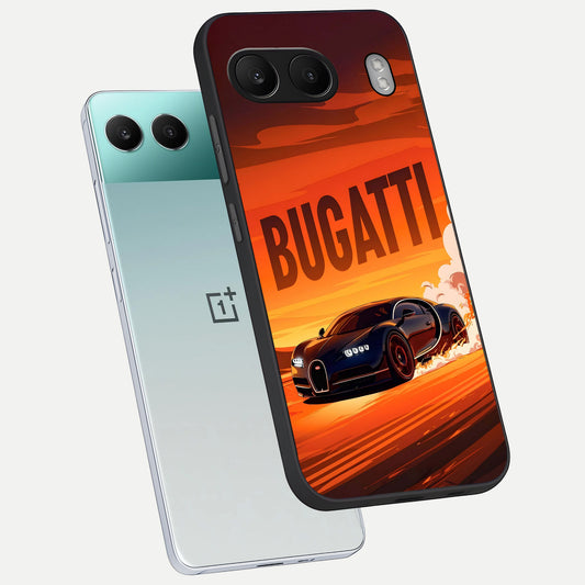 Inferno Bugatti Storm phone case For Oneplus Nord 4 showing premium glass back cover with detailed artwork