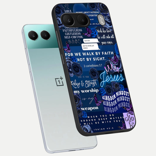 Kingdom Faith Glow phone case For Oneplus Nord 4 showing premium glass back cover with detailed artwork