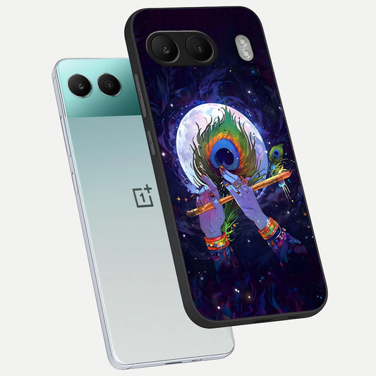 Krishna Hands Art phone case For Oneplus Nord 4 showing premium glass back cover with detailed artwork