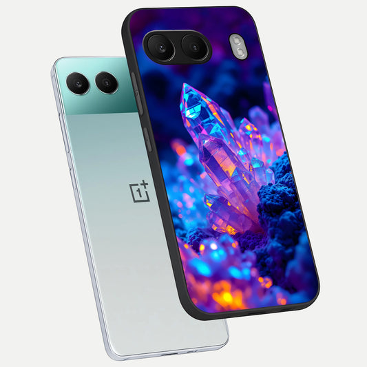 Neon Aura Shards phone case For Oneplus Nord 4 showing premium glass back cover with detailed artwork
