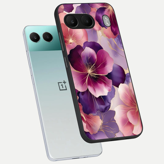 Pink Bouquet Florals phone case For Oneplus Nord 4 showing premium glass back cover with detailed artwork