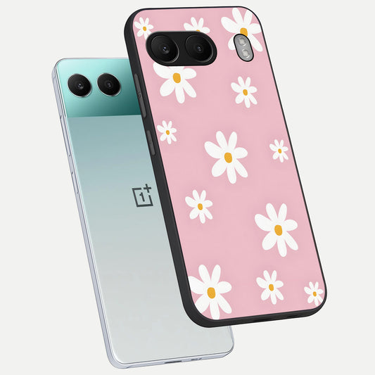 Soft Daisy Bliss phone case For Oneplus Nord 4 showing premium glass back cover with detailed artwork