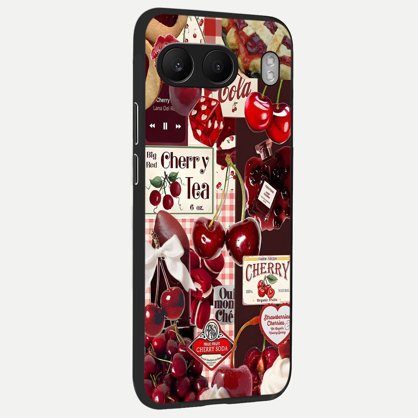 Aesthetic Cherry Tea back cover For Oneplus Nord 4 slim fit glass case with vibrant aesthetic design