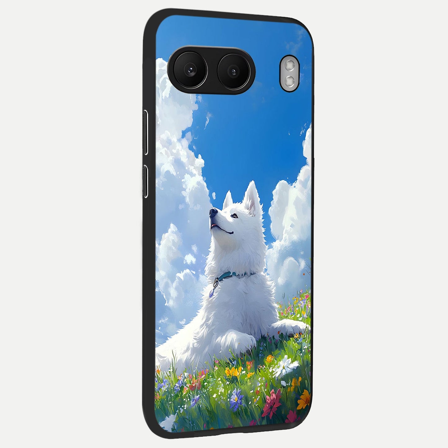 Blissful Cloud Pup back cover For Oneplus Nord 4 slim fit glass case with vibrant aesthetic design