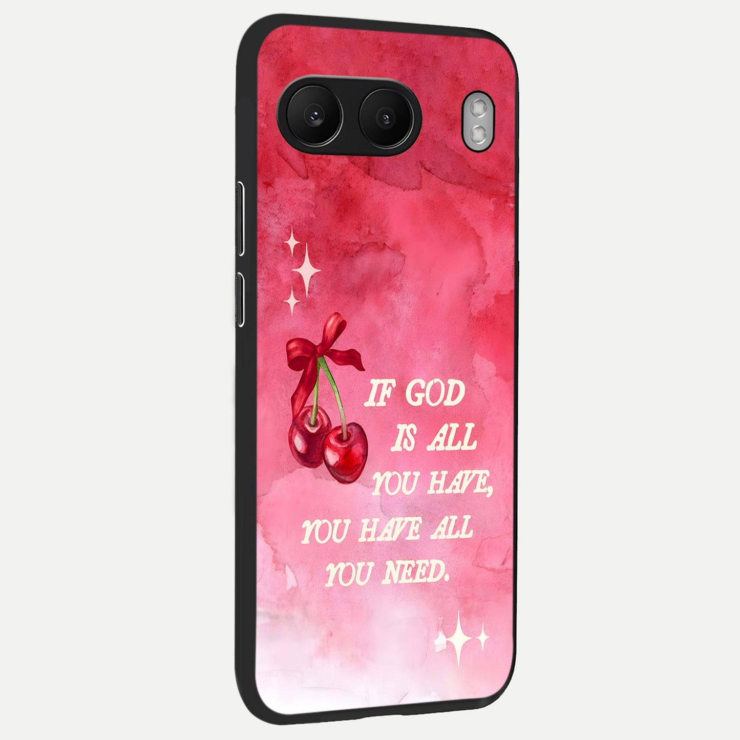 Cherry Quote back cover For Oneplus Nord 4 slim fit glass case with vibrant aesthetic design