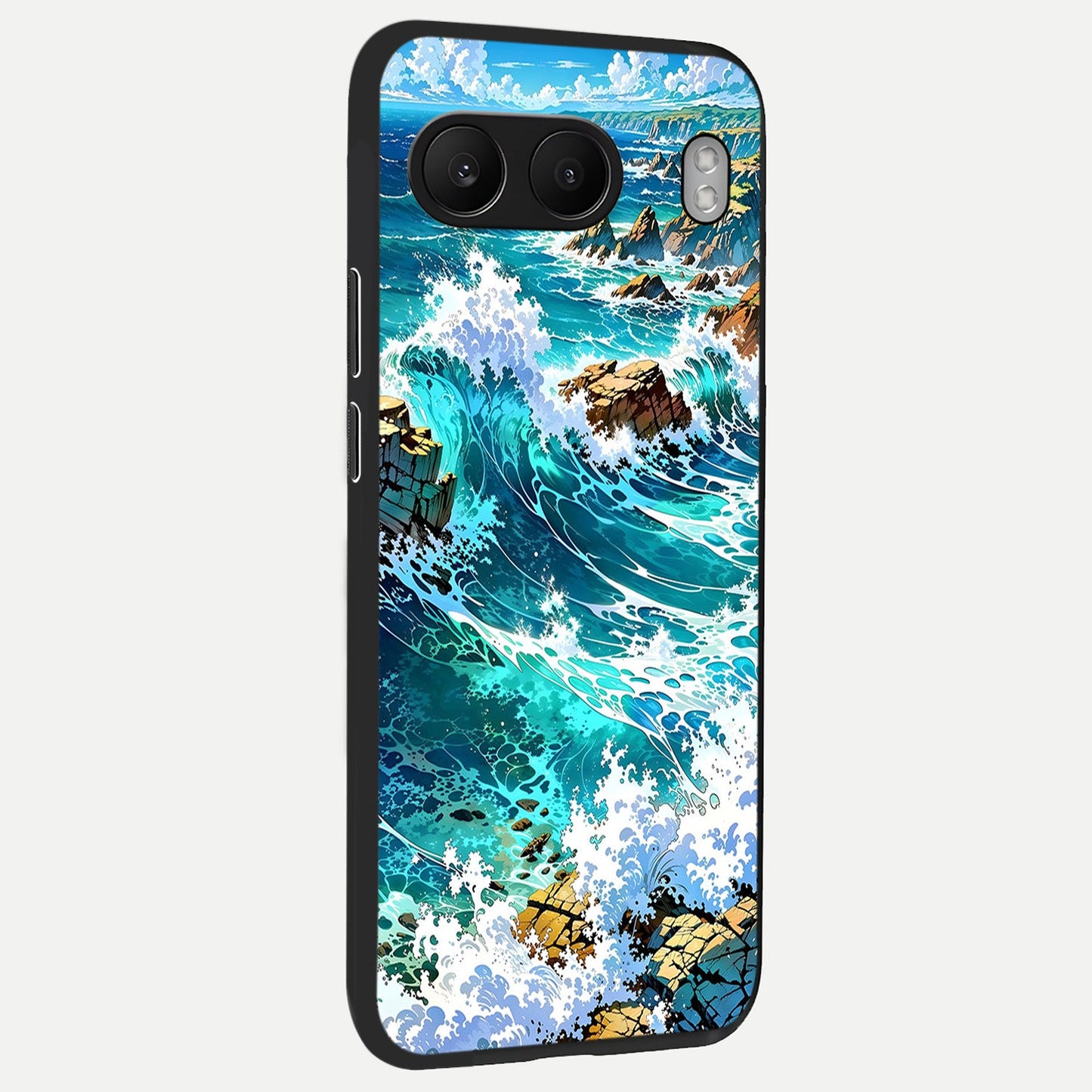 Coastal Blue Waves back cover For Oneplus Nord 4 slim fit glass case with vibrant aesthetic design
