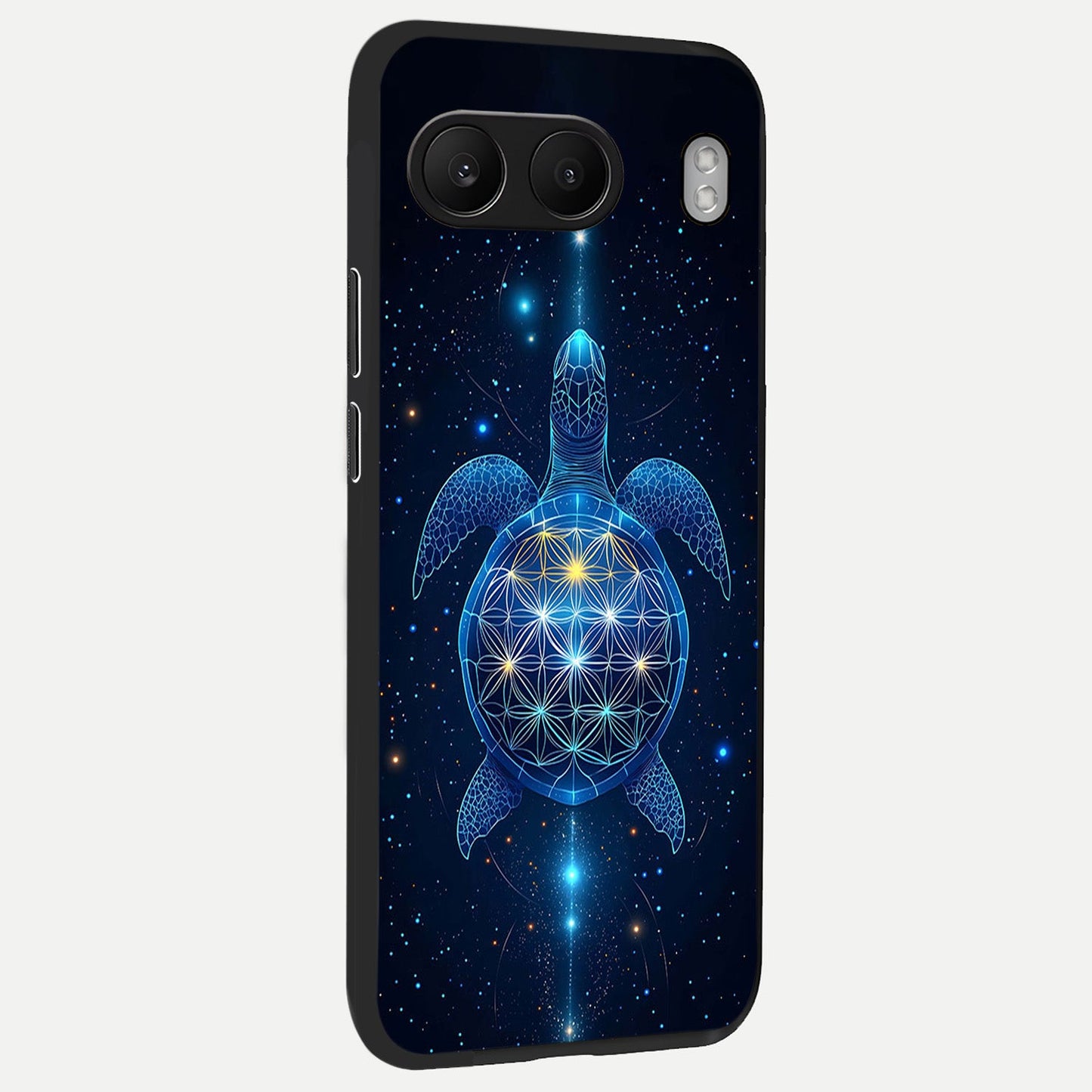 Crimson Blue Turtle back cover For Oneplus Nord 4 slim fit glass case with vibrant aesthetic design