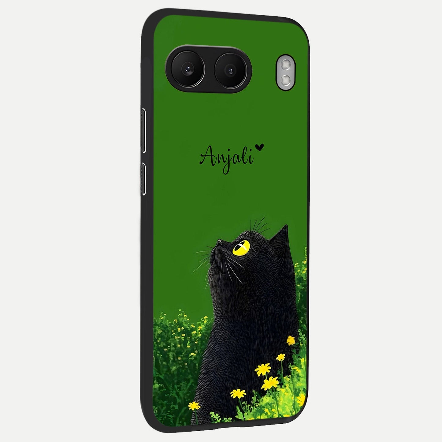 Emerald Cat Custom Name back cover For Oneplus Nord 4 slim fit glass case with vibrant aesthetic design