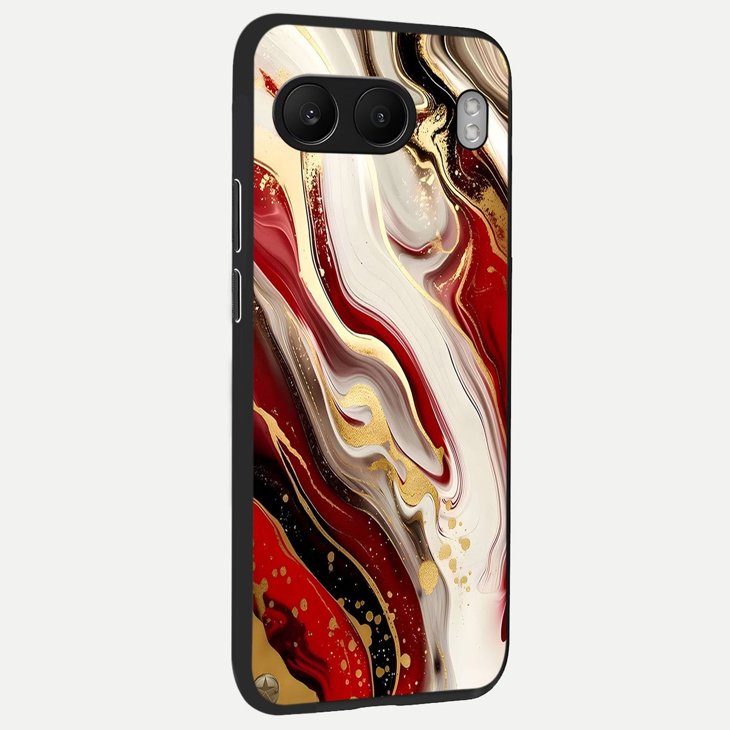 Red And White Marble back cover For Oneplus Nord 4 slim fit glass case with vibrant aesthetic design