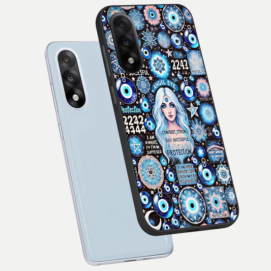 Angel Aura Shield phone case For Oneplus Nord 5 showing premium glass back cover with detailed artwork