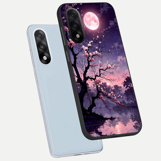 Blossom Pink Moon phone case For Oneplus Nord 5 showing premium glass back cover with detailed artwork