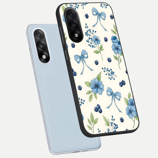 Blue Flower And Bow phone case For Oneplus Nord 5 showing premium glass back cover with detailed artwork