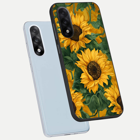 Bright Sunflower Bloom phone case For Oneplus Nord 5 showing premium glass back cover with detailed artwork