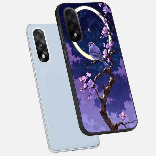 Celestial Bird Blossom phone case For Oneplus Nord 5 showing premium glass back cover with detailed artwork