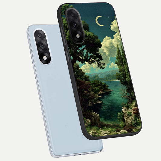 Celestial Lake Peace phone case For Oneplus Nord 5 showing premium glass back cover with detailed artwork