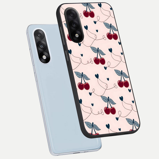 Cherry Heart Line phone case For Oneplus Nord 5 showing premium glass back cover with detailed artwork