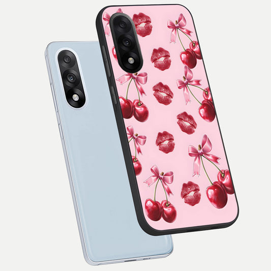 Cherry With Lips phone case For Oneplus Nord 5 showing premium glass back cover with detailed artwork