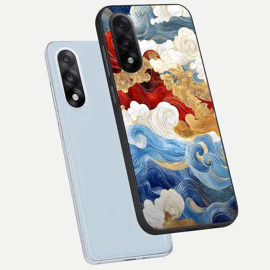Colored Waves phone case For Oneplus Nord 5 showing premium glass back cover with detailed artwork