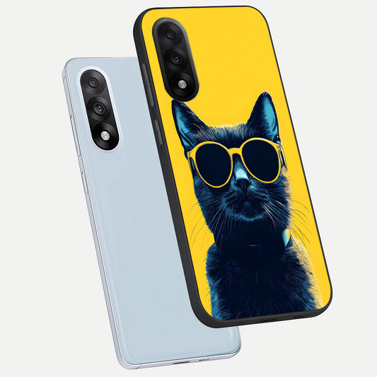 Cool Cat Vibes phone case For Oneplus Nord 5 showing premium glass back cover with detailed artwork