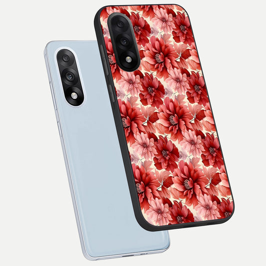 Crimson Love Petals phone case For Oneplus Nord 5 showing premium glass back cover with detailed artwork