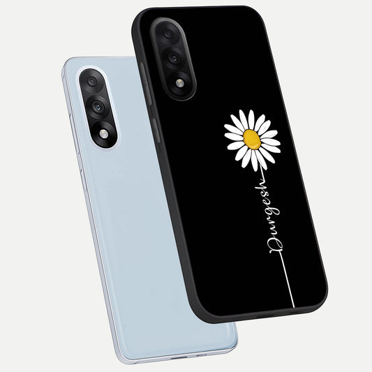 Custom Name White Flower phone case For Oneplus Nord 5 showing premium glass back cover with detailed artwork