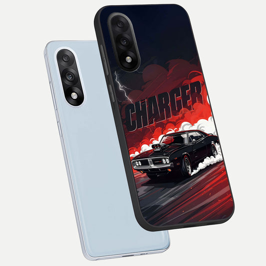 Dark Charger Fury phone case For Oneplus Nord 5 showing premium glass back cover with detailed artwork