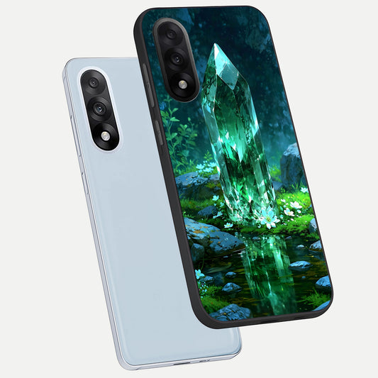 Emerald Light Crystal phone case For Oneplus Nord 5 showing premium glass back cover with detailed artwork