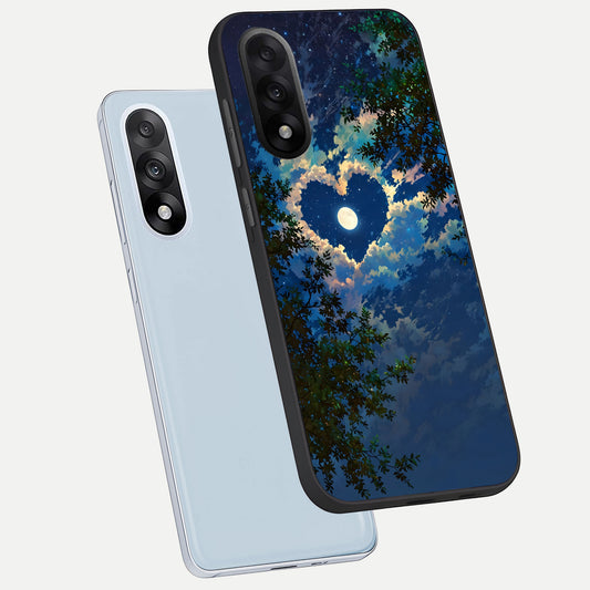 Heart With Moon Sky phone case For Oneplus Nord 5 showing premium glass back cover with detailed artwork