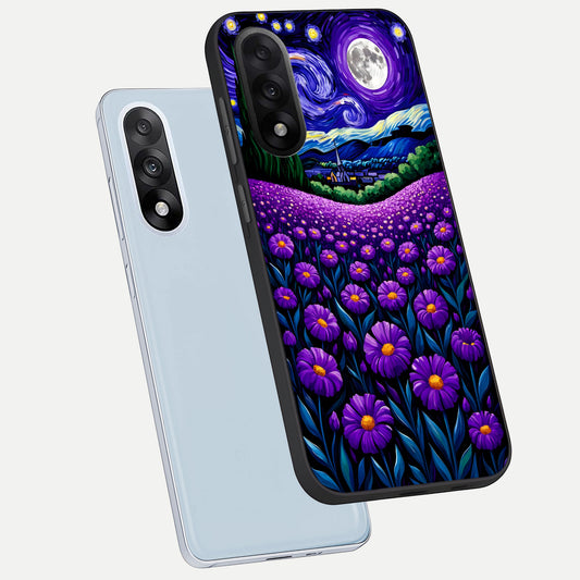 Lavender Moon Field phone case For Oneplus Nord 5 showing premium glass back cover with detailed artwork