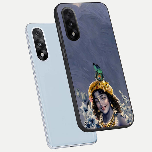 Lord Krishna phone case For Oneplus Nord 5 showing premium glass back cover with detailed artwork