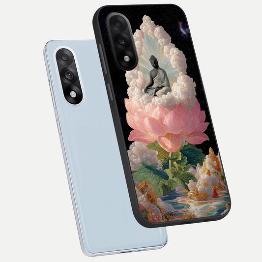Lotus Divine Peace phone case For Oneplus Nord 5 showing premium glass back cover with detailed artwork