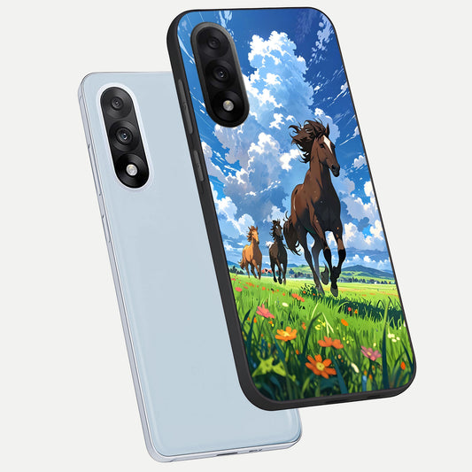 Majestic Horses Galloping phone case For Oneplus Nord 5 showing premium glass back cover with detailed artwork
