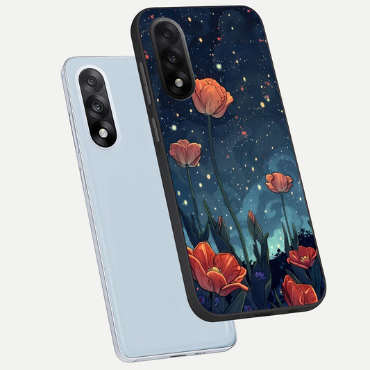 Midnight Tulip Glow phone case For Oneplus Nord 5 showing premium glass back cover with detailed artwork