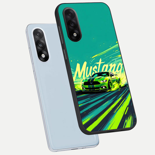 Mustang Bang phone case For Oneplus Nord 5 showing premium glass back cover with detailed artwork