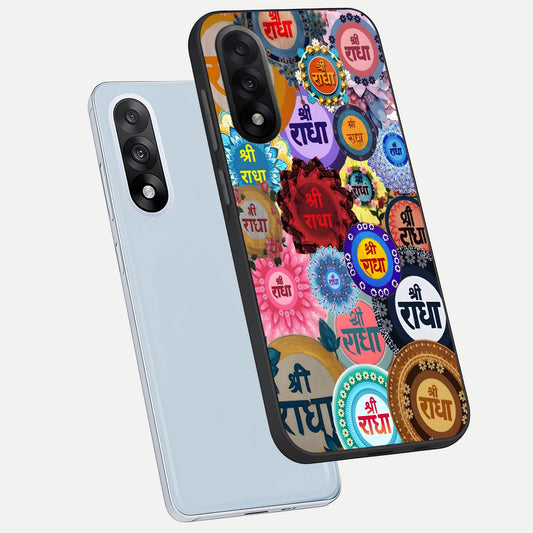 Radha Divine Bloom phone case For Oneplus Nord 5 showing premium glass back cover with detailed artwork