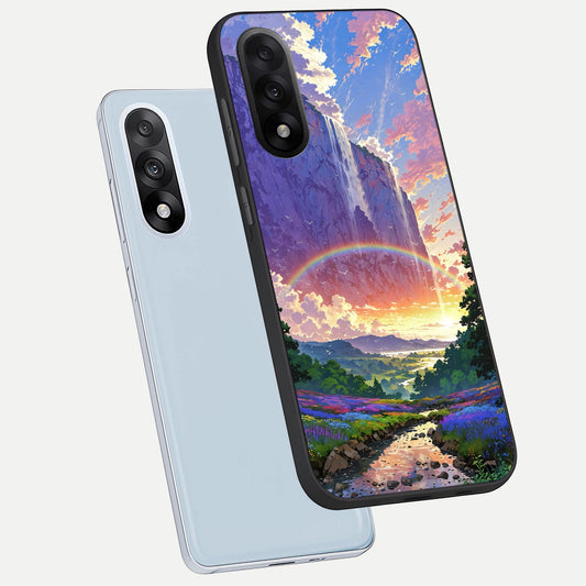 Rainbow Valley Dream phone case For Oneplus Nord 5 showing premium glass back cover with detailed artwork