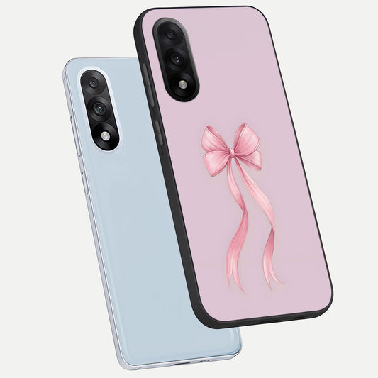 Soft Blush Bow phone case For Oneplus Nord 5 showing premium glass back cover with detailed artwork
