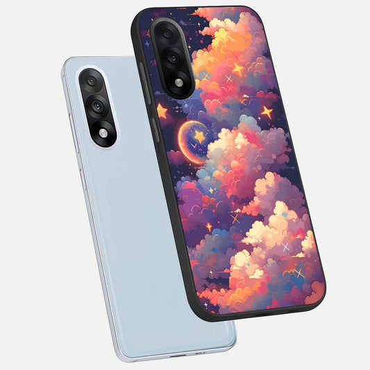 Starlit Dream Clouds phone case For Oneplus Nord 5 showing premium glass back cover with detailed artwork