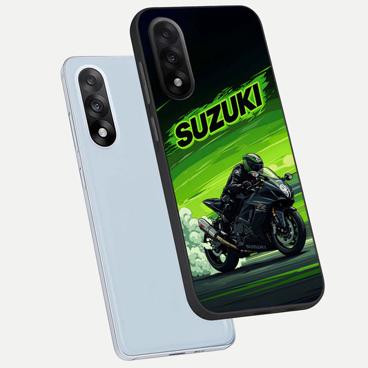 Suzuki Speed Beast phone case For Oneplus Nord 5 showing premium glass back cover with detailed artwork